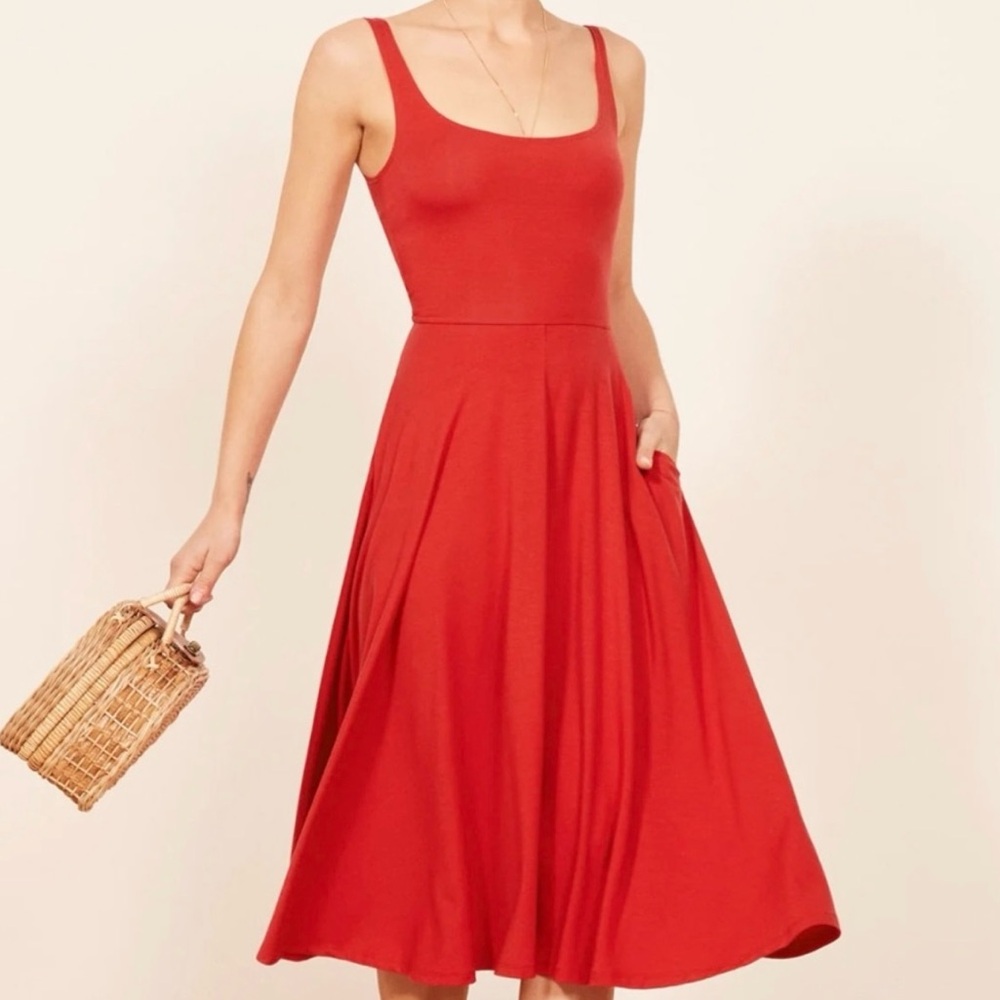 Reformation Red Midi Dress